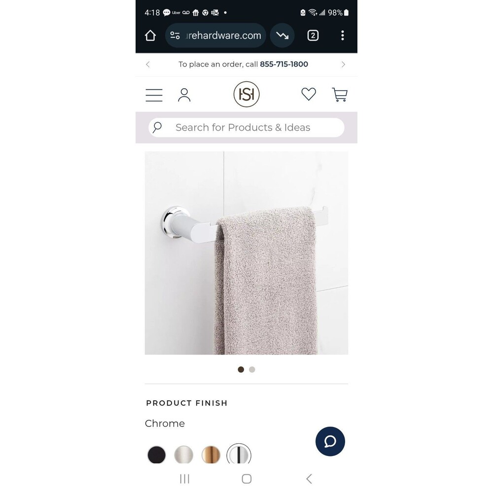 Signature Hardware Berwyn 10-1/16" Wall Mounted Towel Ring, Chrome